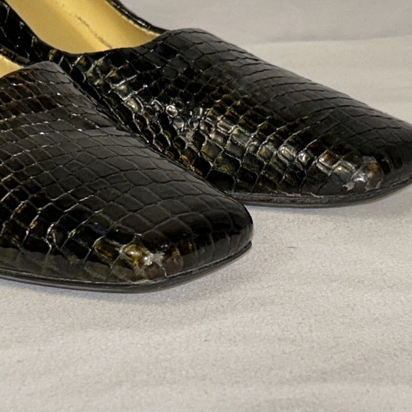 Bellini Marta Square Toe Heels Embossed Croc Patent Leather Brown Green size 11 - Picture 12 of 16